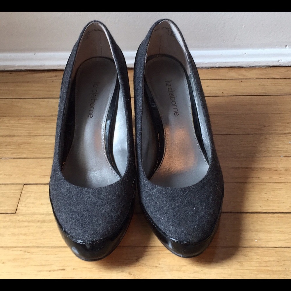 Liz Claiborne black and gray heels.
